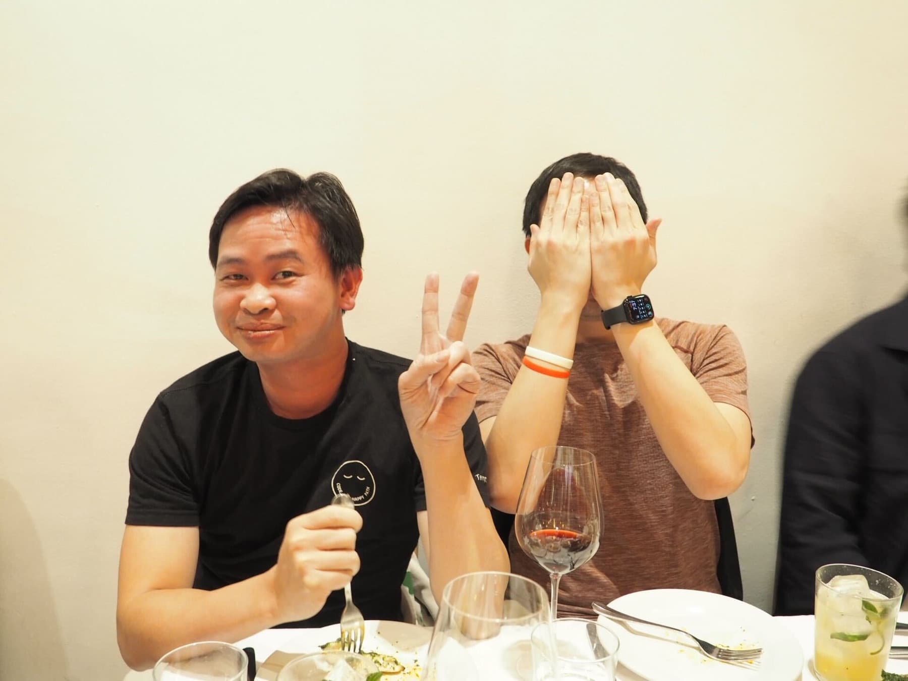 Zingage teammates at a team dinner